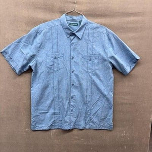 Cubavera Shirt Mens Large Blue Short Sleeve Button Up Camp Casual Pockets 23x31 4