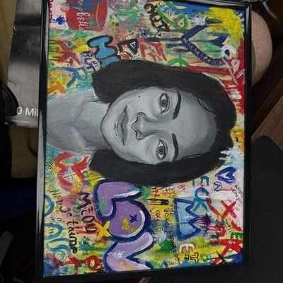 Abstract Portrait Graffiti Style Wall Art Used Modern Urban Decor