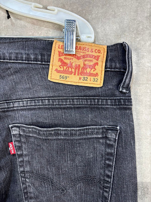 Levi's 569 Men's Straight Fit Black Denim Jeans, Size 32x32 5
