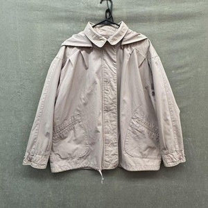 London Fog Jacket Mens XL Beige Hooded Anorak Snap Off Hood Zip Front Utility 2