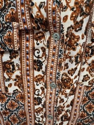 Siren Lily Shirt Womens Petite Small Brown White Sleeveless Button Up Boho Top 5