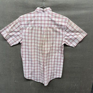 Van Heusen Shirt Mens Medium Red White Plaid Button Down Short Sleeve Casual 5