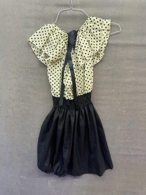 Finejo Dress Womens Medium Black Polka Dot Ruffle Off Shoulder Retro Party Chic 5