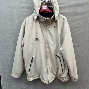 Weatherproof Mens Jacket Extra Large Khaki Hooded Full Zip Softshell Pockets Pre 1