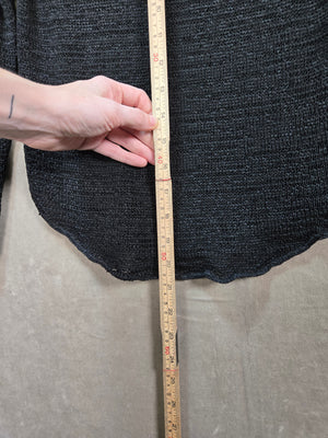 Women's Black Open Knit Boat Neck Long Sleeve Sweater Size M 5