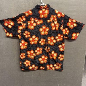 Sideout Shirt Mens Large Black Orange Floral Hawaiian Button Up Short Sleeve 5