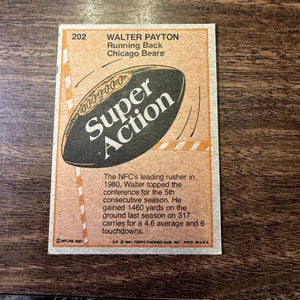 Topps Sports Walter Payton 1981 Super Action 202 Base Card Near Excellent 2