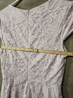 MUADRESS Women's Lavender Floral Lace Cap Sleeve Fit Flare Cocktail Dress Size M 5