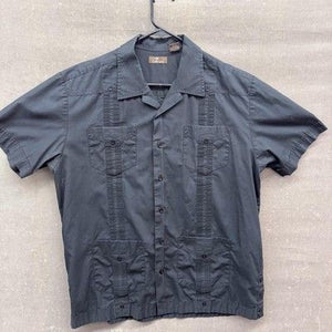 Cafe Luna Guayabera Shirt Mens Large Short Sleeve Four Pocket Embroidered Cuba 2