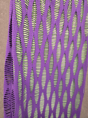 Fashion Nova Women's Purple Green Cutout Mesh Bodycon Dress Size S 2