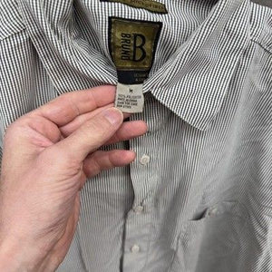 Bruno Shirt Mens Medium Gray Striped Short Sleeve Button Up Sueded Microfiber 2