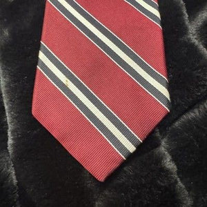 Tom James Silk Tie Mens Tall Man Burgundy Red Striped Old Kings School Regiment 5
