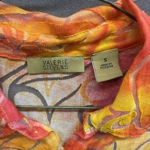 Valerie Stevens Shirt Womens Small Sheer Button Up Floral Swirl Top Blouse 3