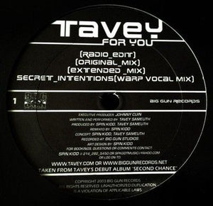 Tavey Secret Intentions / For You 12" Vinyl Record 2