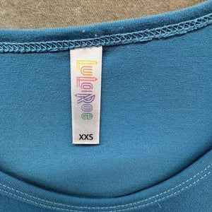LuLaRoe Shirt Womens XXS Blue Scoop Neck Swing Tunic Short Sleeve A-Line Knit 4