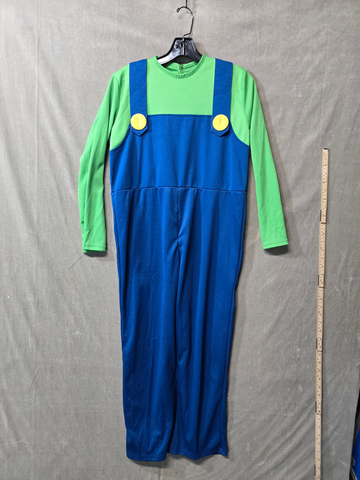 Luigi Costume Adult Jumpsuit Super Mario Bros Green Blue Overalls Halloween L