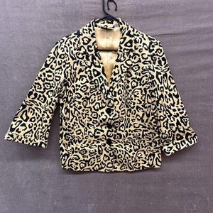 Linea by Louis Dell'Olio Womens Medium Leopard Print Blazer 3/4 Sleeve Two Butto 2
