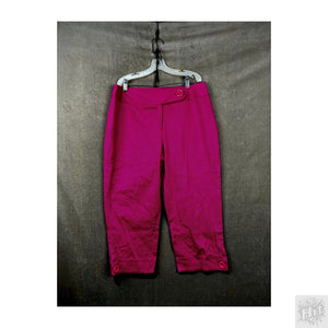 DALIA Women's Bright Pink Casual Ankle Pants 10P Petite Used Zip Closure 1