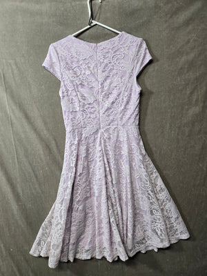 MUADRESS Women's Lavender Floral Lace Cap Sleeve Fit Flare Cocktail Dress Size M 4