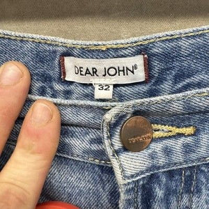 Dear John Jeans Mens 32 Distressed Blue Ripped Grunge Denim Straight Leg 32x28 P 3