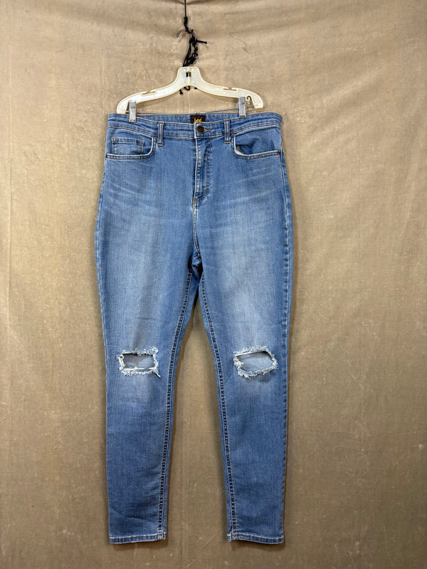 Lee Heritage Women Jeans Medium Wash Ripped Distressed W28 L32 Pre-Owned