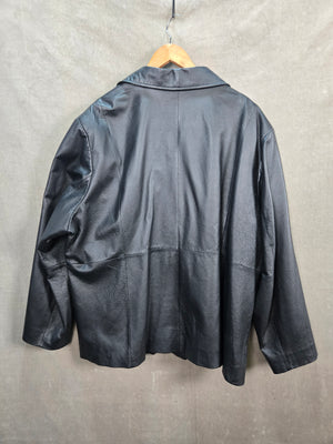 Croft & Barrow Women's Black Leather Button Front Jacket Coat Size 3X 4