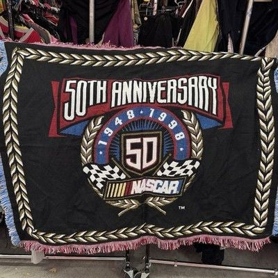 Nascar 50th Anniversary 1948-1998 Woven Blanket Collectors Earnhardt 48" x 57"