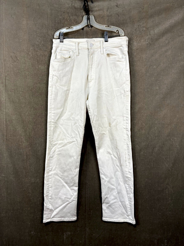Mother White Denim Jeans Women Size 29 Straight Fit Good Condition