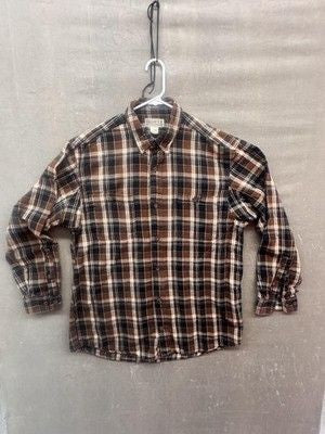 Duluth Trading Co Shirt Mens Large Tall Brown Black Plaid Flannel Long Sleeve 2