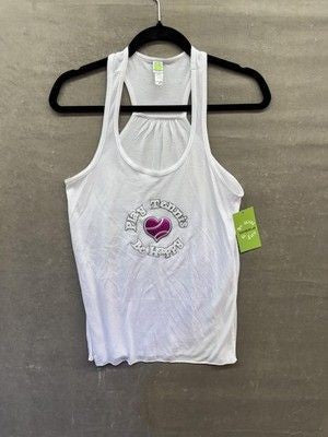 Tennis Karma Tank Top Womens Medium Play Tennis Be Happy Athletic Sleeveless Shi 2