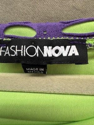 Fashion Nova Dress Womens XL Purple Green Mesh Cutout Bodycon Maxi Clubwear 3