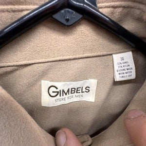 Vintage Gimbels Shirt Mens Medium Tan Faux Suede Arnel Nylon Knit Made USA 70s 4