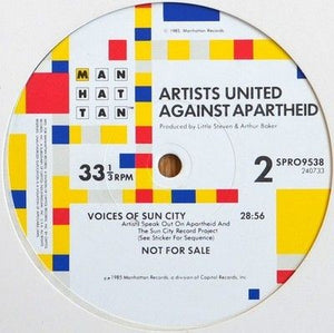 Artists United Against Apartheid Voices Of Sun City 12 Inch Vinyl Record Used 3