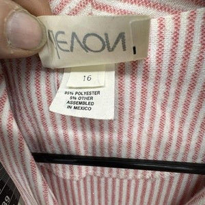 Devon Blazer Womens 16 Red White Striped 3/4 Sleeve Open Front Single Button 5