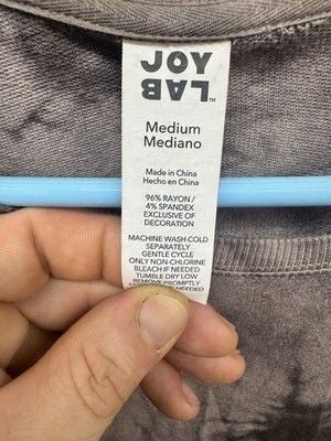 Joy Lab Pullover Womens Medium Gray Black Tie Dye Long Sleeve Sweater Pre-Owned 3