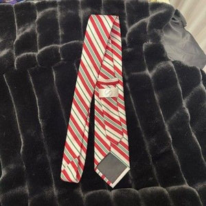 Bespoke Neck Tie Classic Red Green White Striped Holiday Christmas Pre-Owned Goo 2