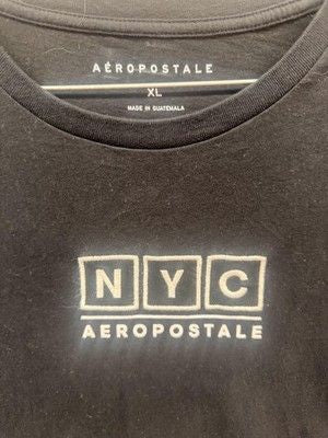 Aeropostale Shirt Mens XL Black NYC Graphic Logo Tee Cotton Casual Short Sleeve