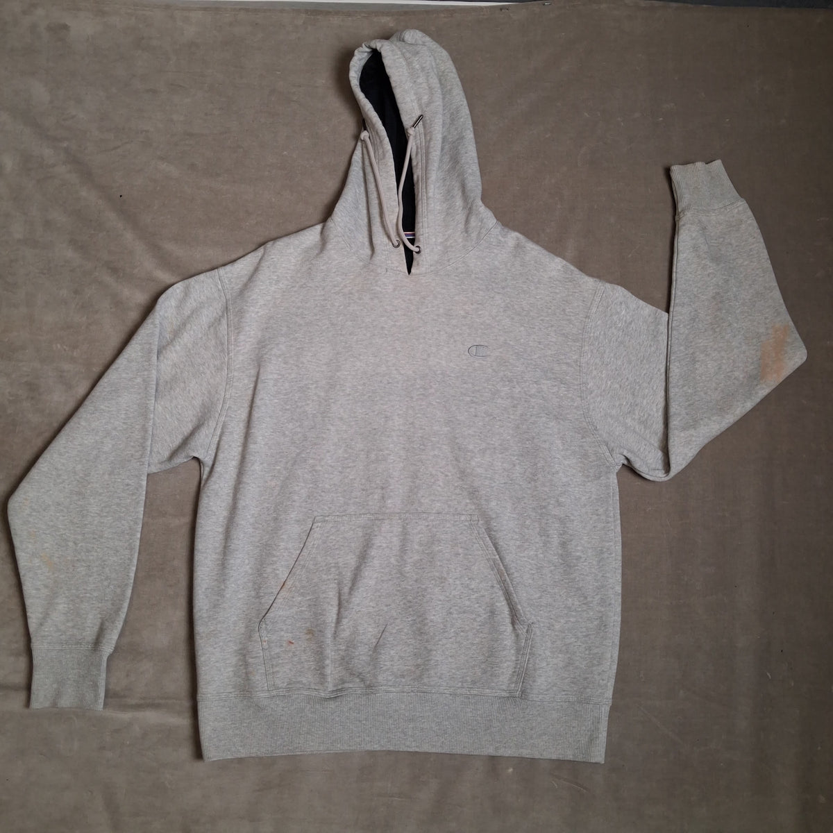 Champion Men's Gray Logo Pullover Fleece Hoodie Sweatshirt Size 6L