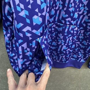 Reebok Sweatshirt Mens XL Purple Quarter Zip Workout Ready Geometric Print 5
