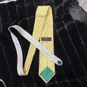 Tommy Hilfiger Tie Mens Yellow Blue Checkered Silk Necktie Pre-Owned Good 4
