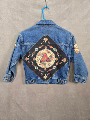 Levi Strauss Women's Blue Denim Aztec Embroidered Western Jacket Size L 2
