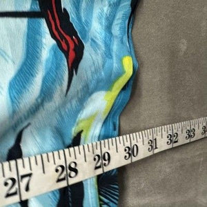 V.H.O Shirt Mens Medium Blue Yellow Hawaiian Floral Print Short Sleeve Summer 5