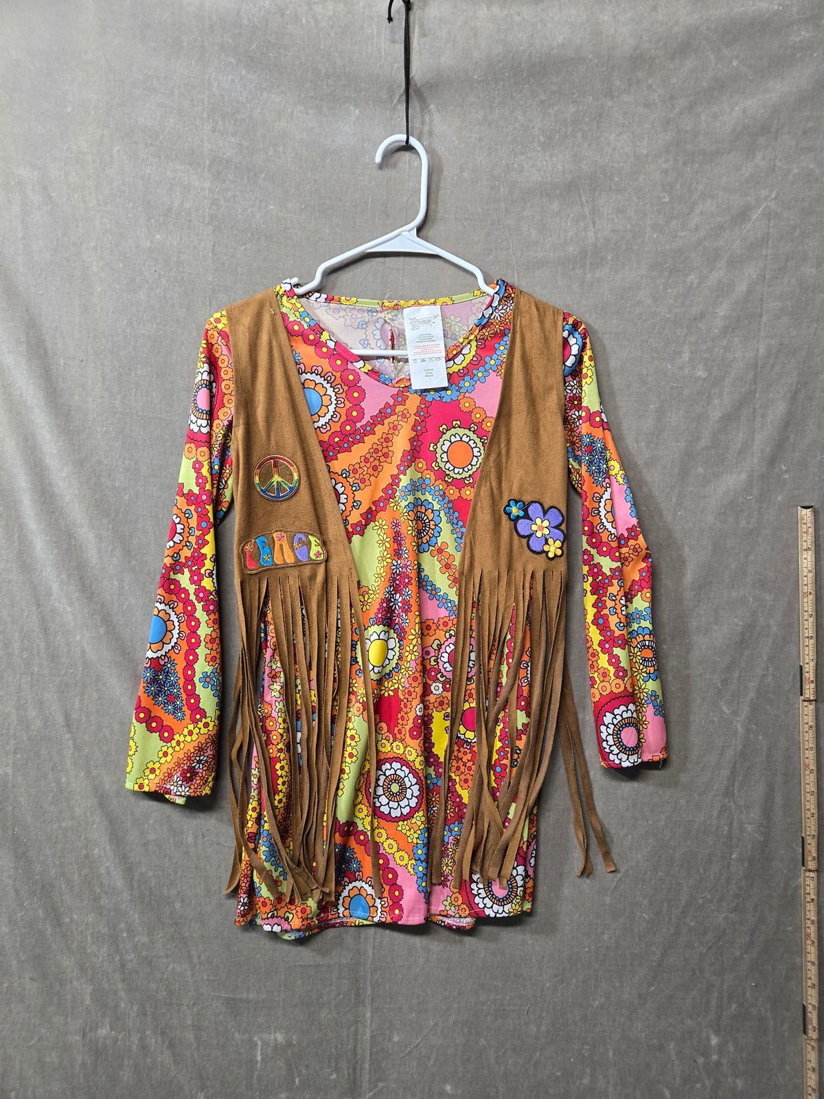 Forum Novelties Hippie Costume Dress Fringe Vest 60s 70s Groovy Peace Size L