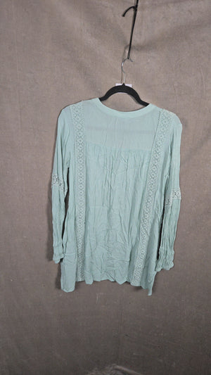 Forever 21 Women's Mint Green Crochet Boho Long Sleeve Tunic Top Size M 5