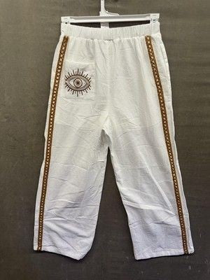 Poeselle Womens Pants Small Evil Eye Embroidered Boho Wide Leg New with Tags 4
