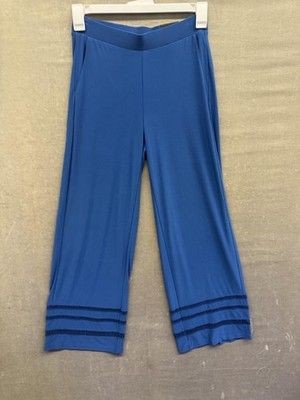 White House Black Market Pants Womens XS Blue Wide Leg Endless Ladder Trim New w 1