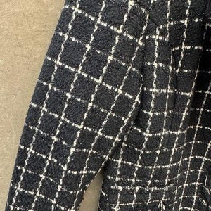 Womens Tweed Fringe Coat Medium Black White Pre-Owned Excellent Condition 4
