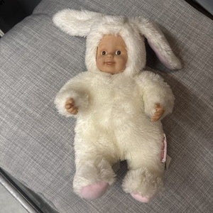 Vintage 1997 Anne Geddes 8" Baby Doll White Easter Bunny Rabbit Plush 3