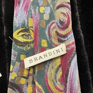 Brandini Tie Mens Abstract Swirl Pattern Silk Necktie Retro Art Vintage 90s 5