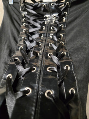 Gothic Vampire Escanté Women's Black Lace Up Corset Top Peplum Size S 4